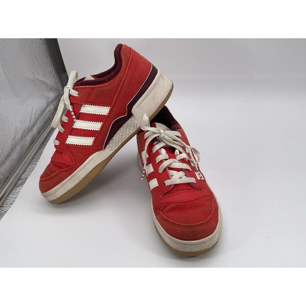 Adidas Originals Kids Forum Low Red White Suede Sneakers Size US 1 - Picture 6 of 7